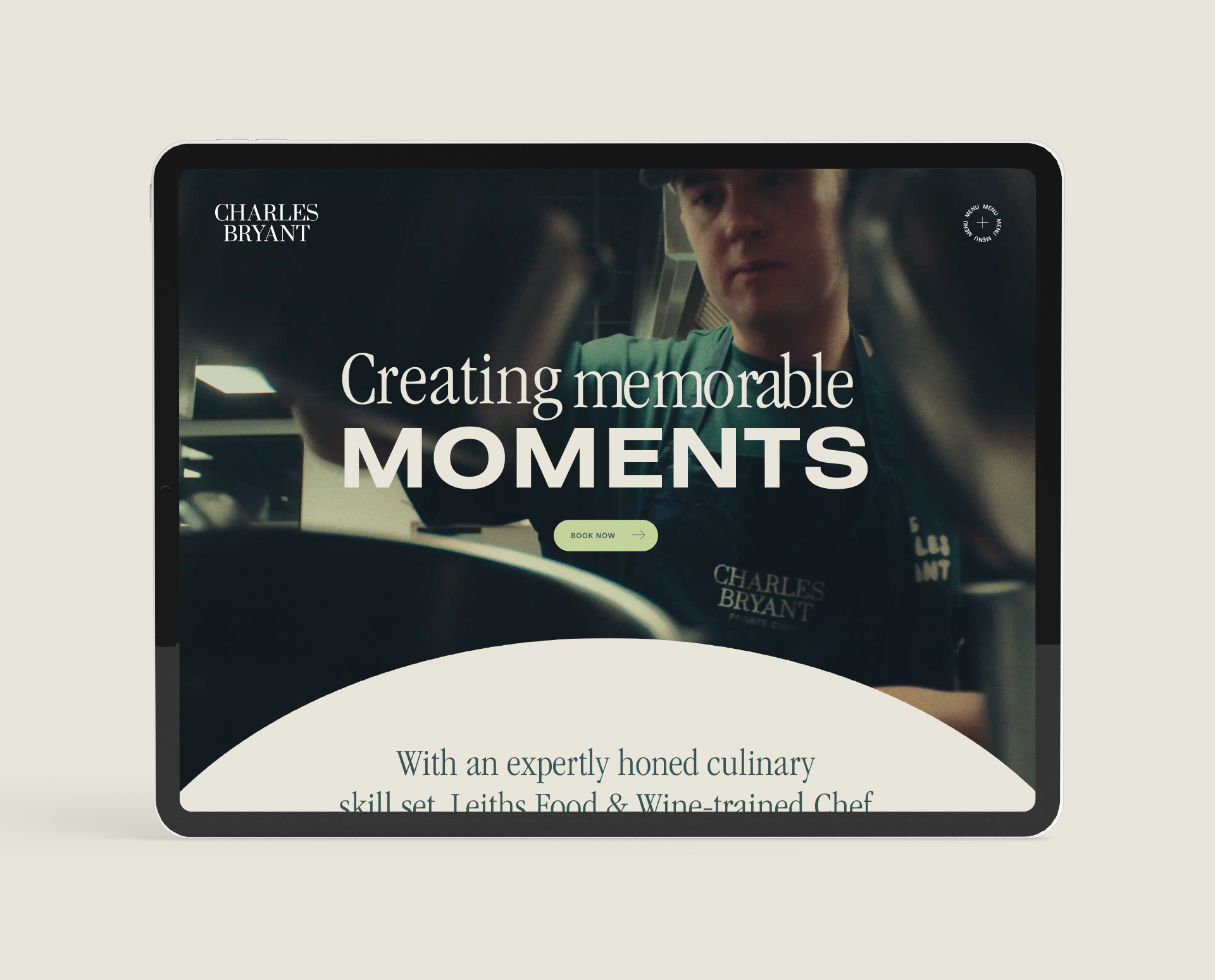 Website design on tablet